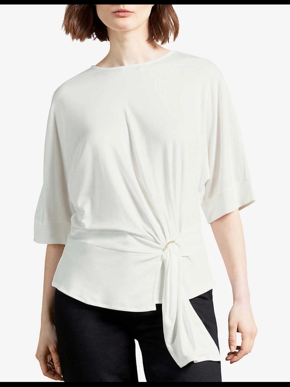 Ted Baker White Side-Tie Short Sleeve Top